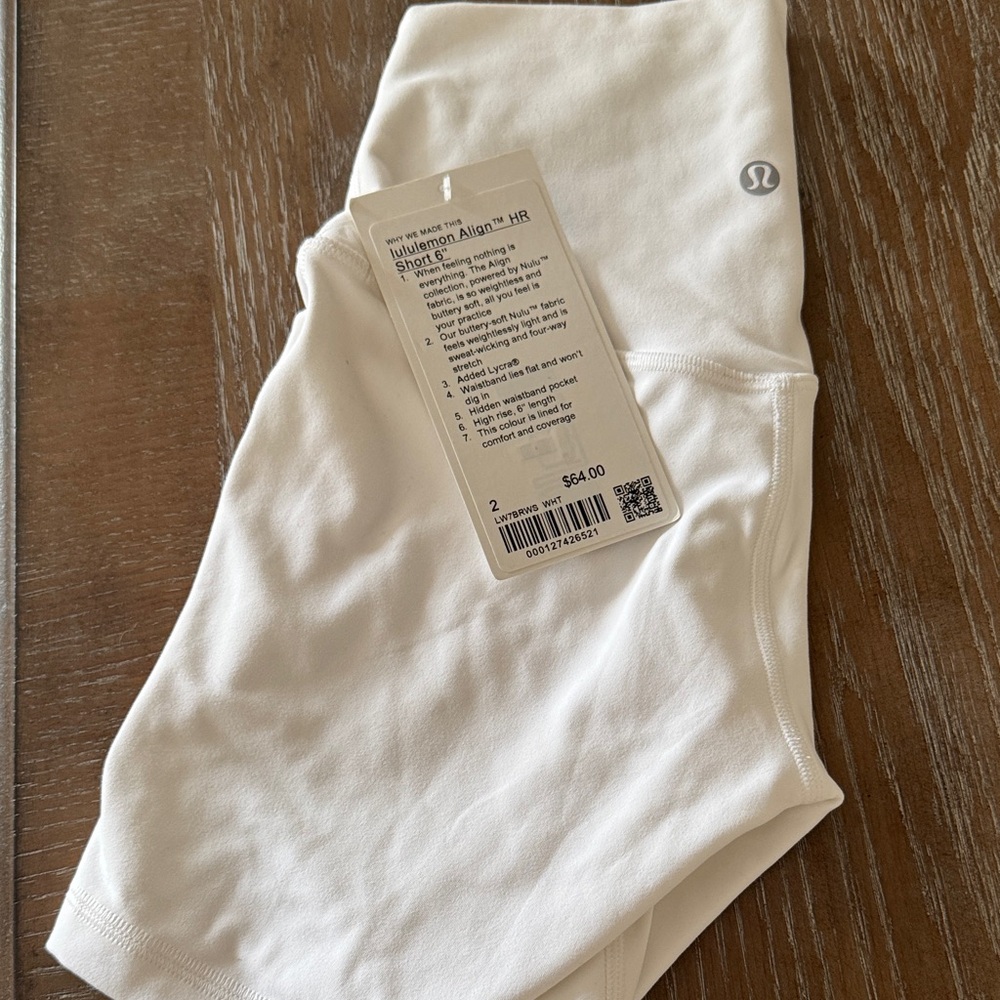 lululemon athletica White Bike Shorts 6”